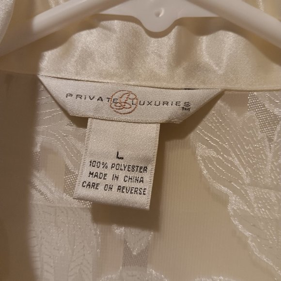 Private Luxuries Womens L Pajama 2-Pc Lounge Wear Set Ivory Sheer Top Satin NWT - Picture 11 of 12